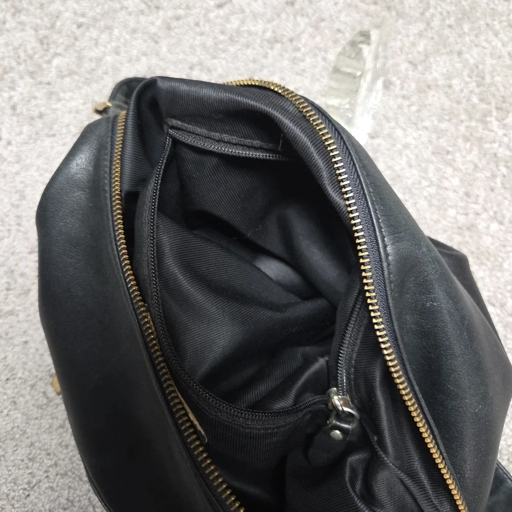 Vtg Ralph Lauren Purse Black Leather Hobo Shoulder Bag 90s Quiet Luxury Minimal